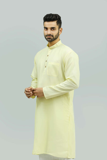 Veshbhoshaa Bluesaanchi Men'S Casual Yellow Kurta Set - PUSHMYCART