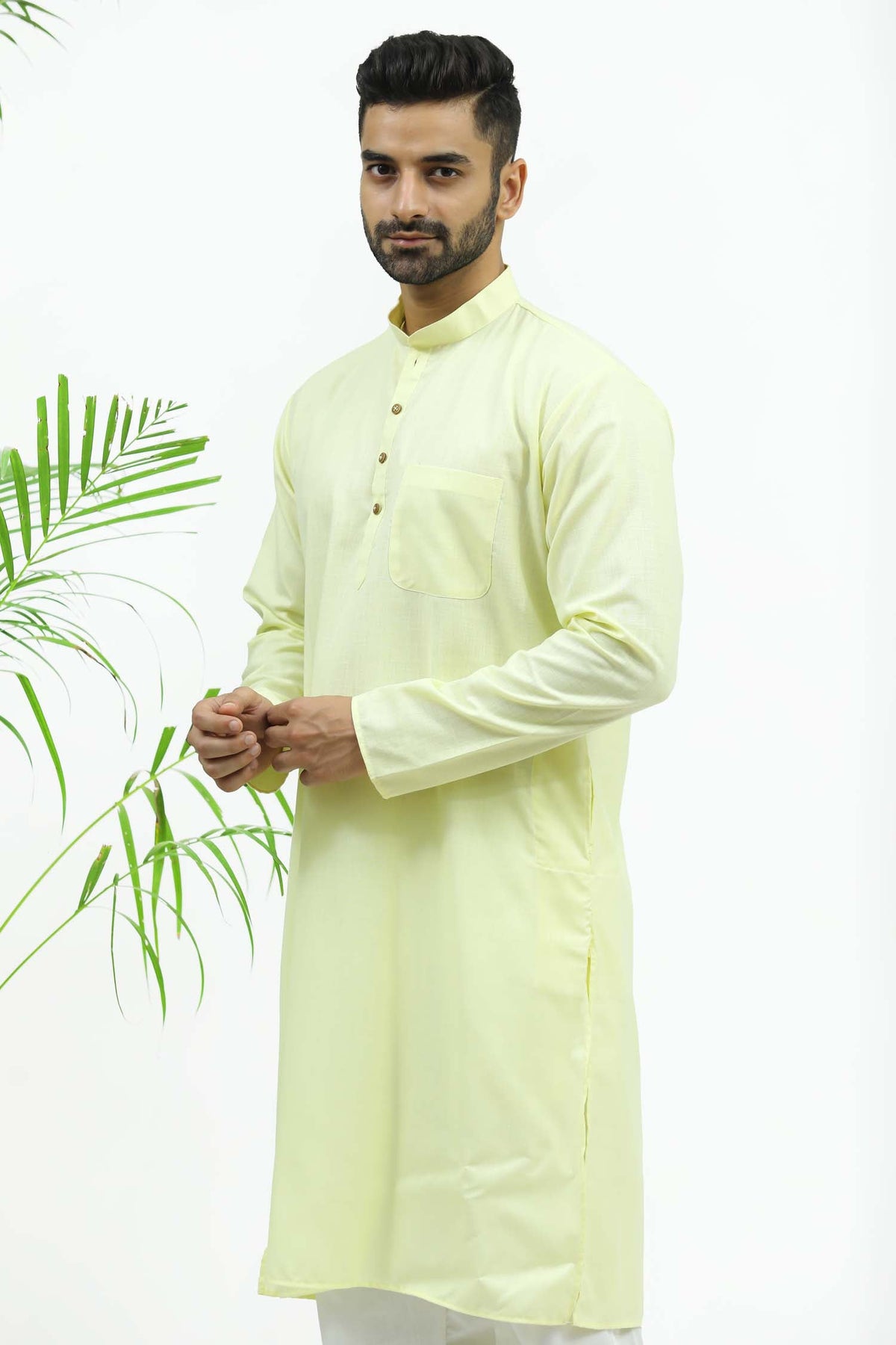 Veshbhoshaa Bluesaanchi Men'S Yellow Matka Silk Kurta Set - PUSHMYCART