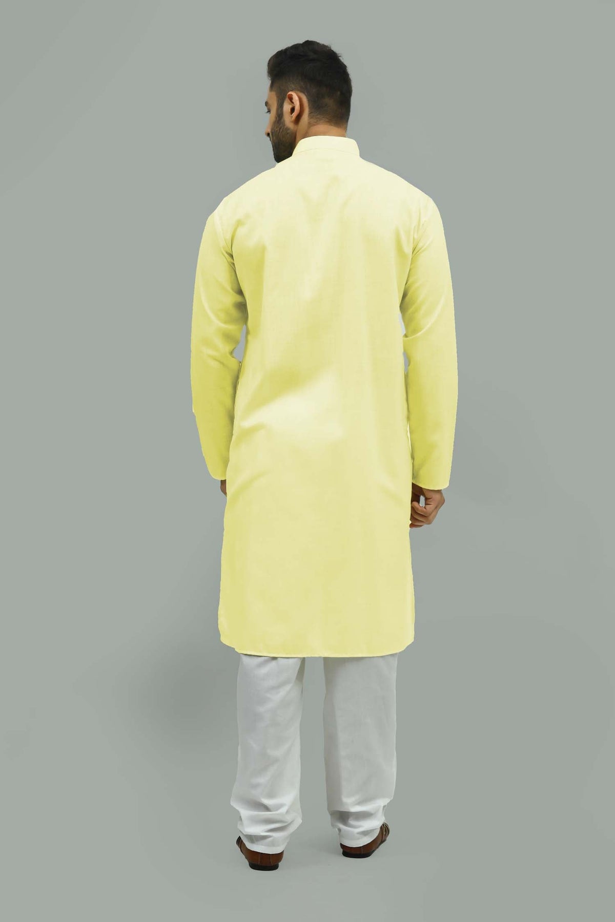 Veshbhoshaa Bluesaanchi Men'S Casual Light Lemon Kurta Set - PUSHMYCART