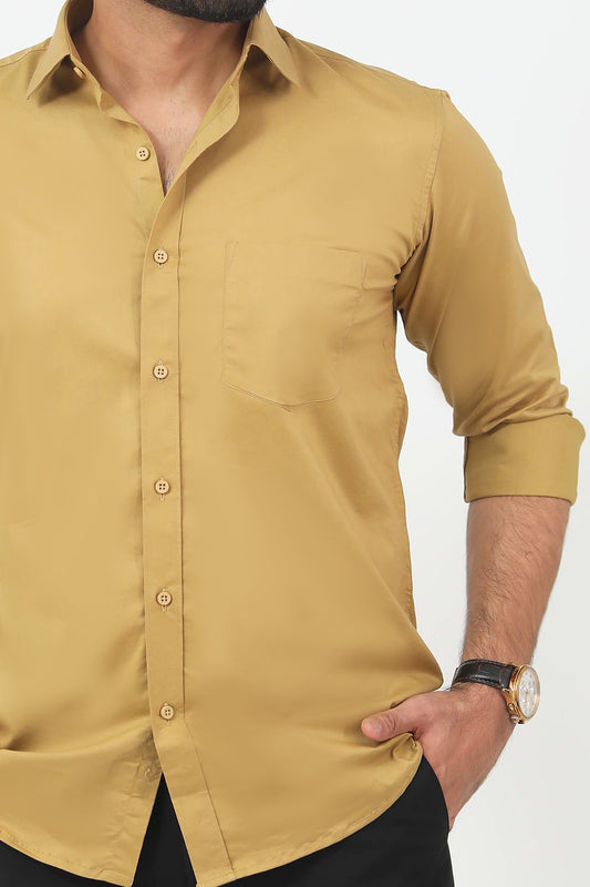 BLUEBIRD MEN'S SAND COLOUR COTTON LYCRA FORMAL SHIRT