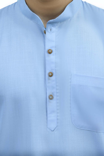 Veshbhoshaa Bluesaanchi Men'S Casual Light Blue Kurta Set - PUSHMYCART