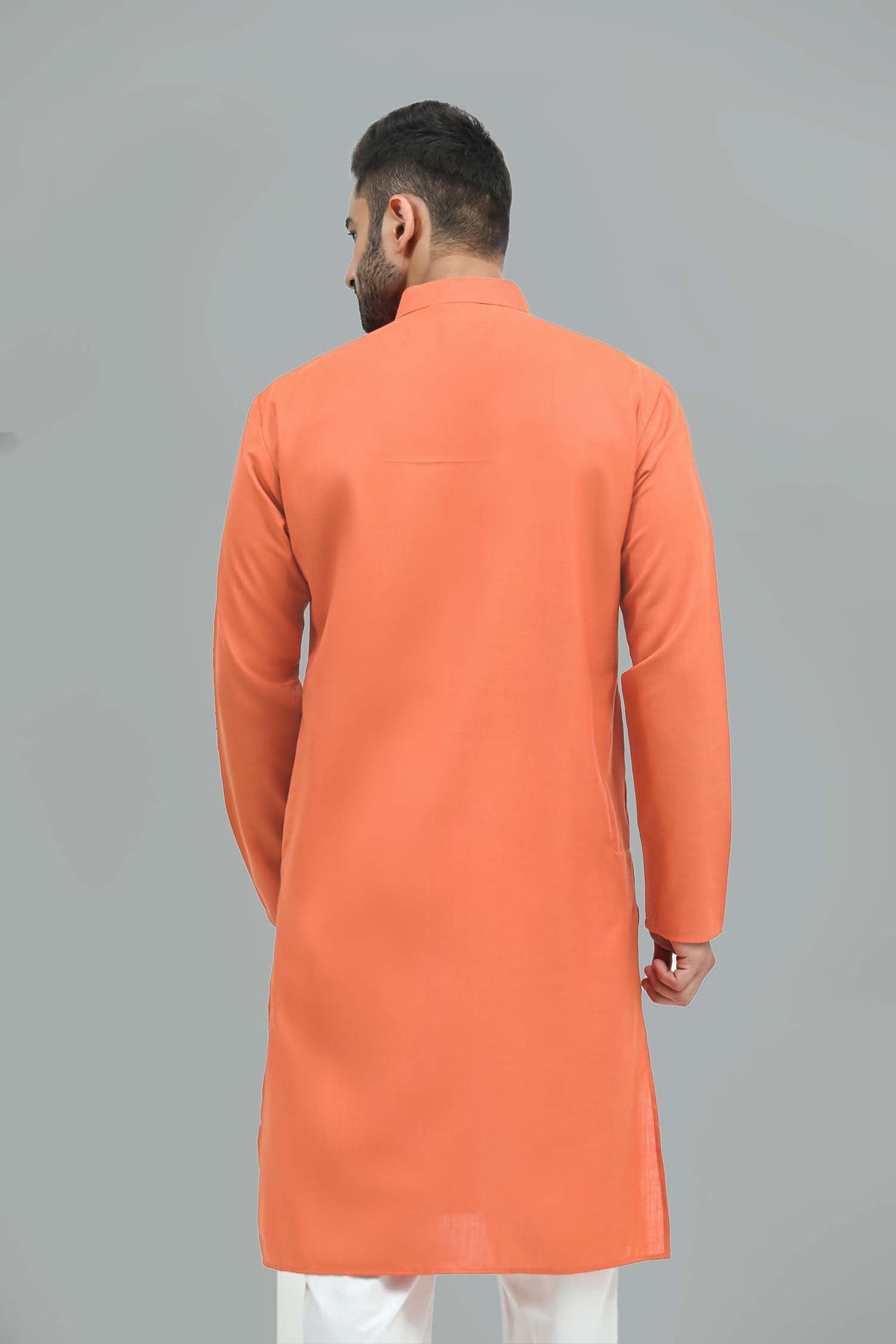 Veshbhoshaa Bluesaanchi Men'S Casual Orange Kurta Set - PUSHMYCART