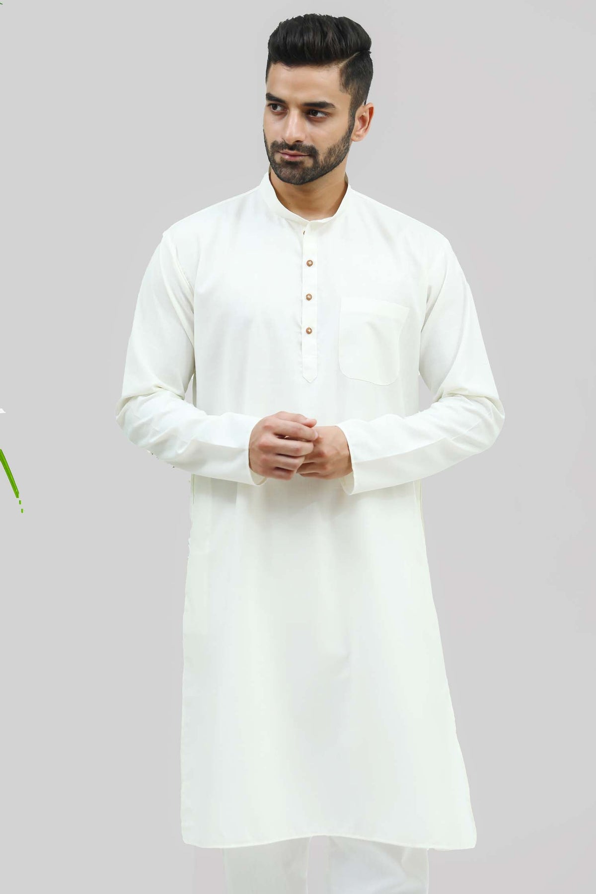 Veshbhoshaa Bluesaanchi Men'S Light Cream Silk Kurta Set - PUSHMYCART