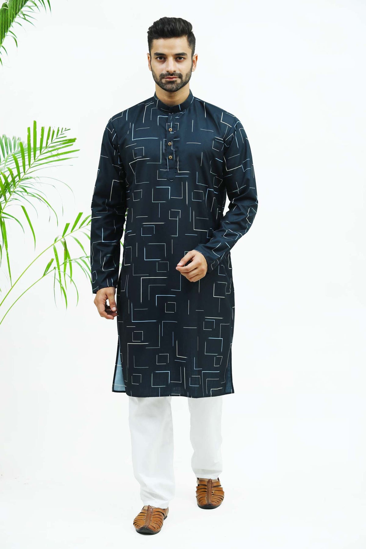 Veshbhoshaa Bluesaanchi Men'S Dark Blue Printed Kurta Set - PUSHMYCART