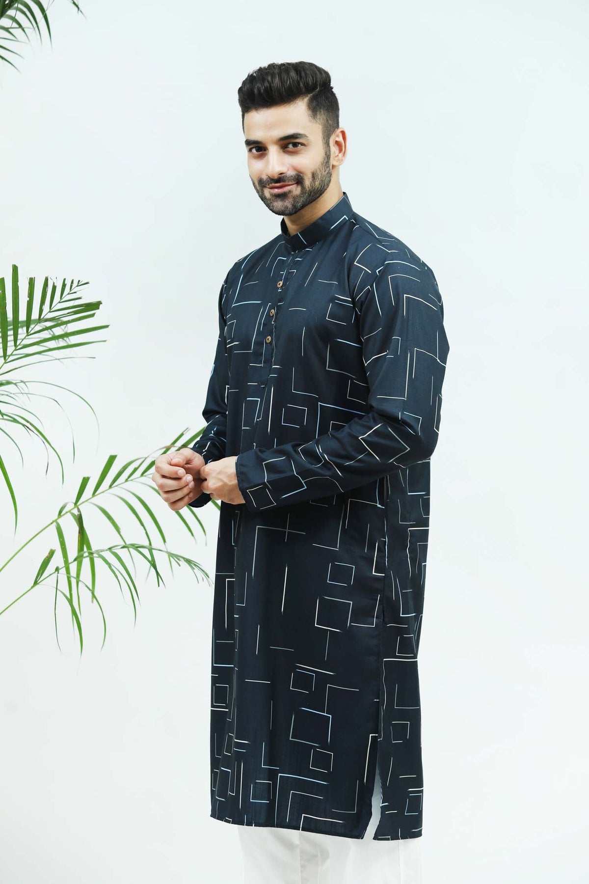 Veshbhoshaa Bluesaanchi Men'S Dark Blue Printed Kurta Set - PUSHMYCART