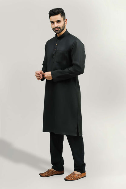 Veshbhoshaa Bluesaanchi Men'S Casual Black Kurta Set - PUSHMYCART