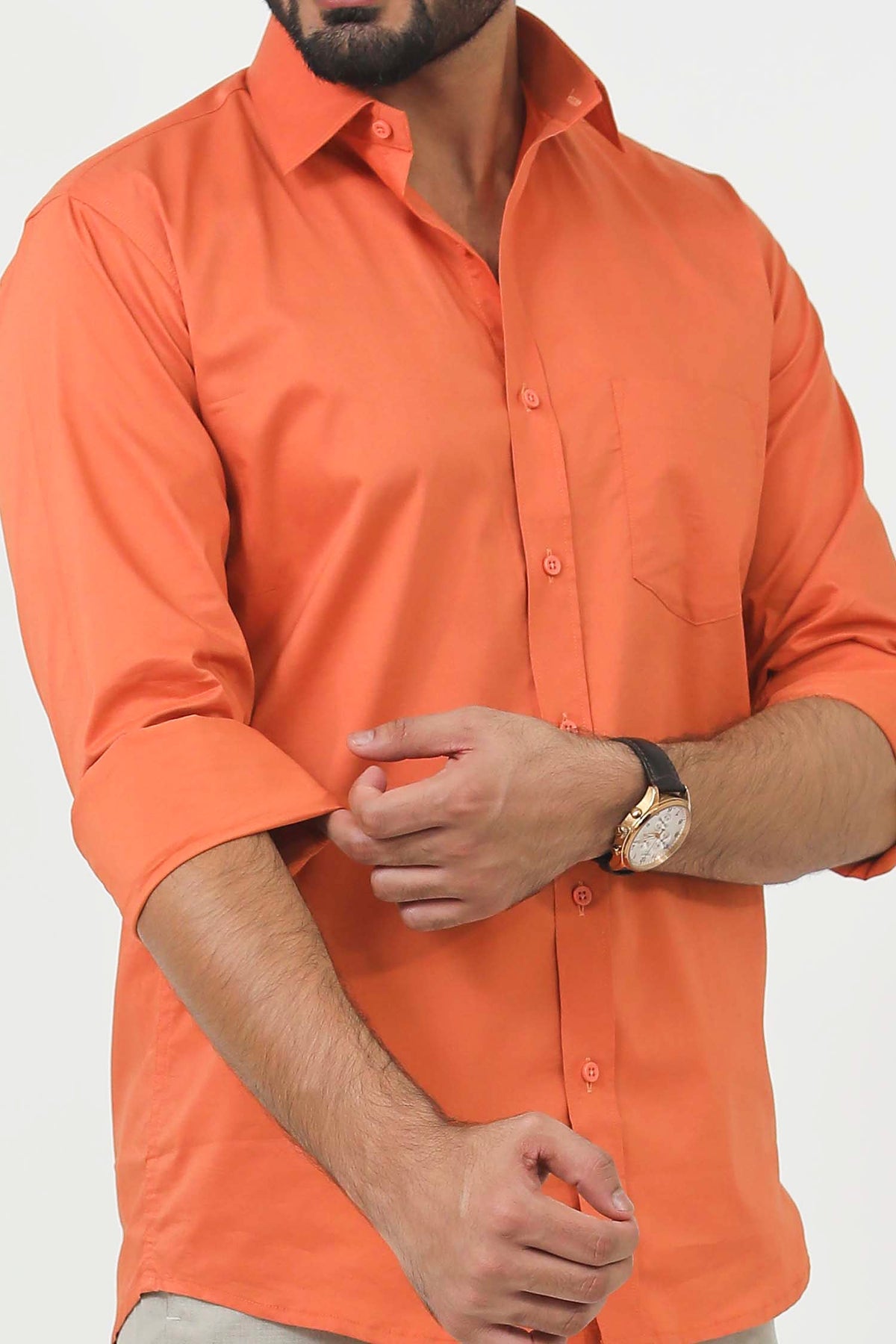 Veshbhoshaa Bluebird Men'S Orange Cotton Lycra Formal Shirt - PUSHMYCART