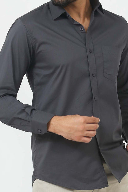 Veshbhoshaa Bluebird Men'S Grey Cotton Lycra Formal Shirt - PUSHMYCART