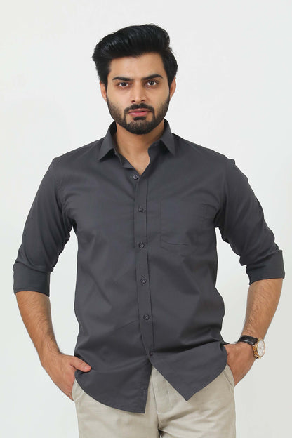 Veshbhoshaa Bluebird Men'S Grey Cotton Lycra Formal Shirt - PUSHMYCART
