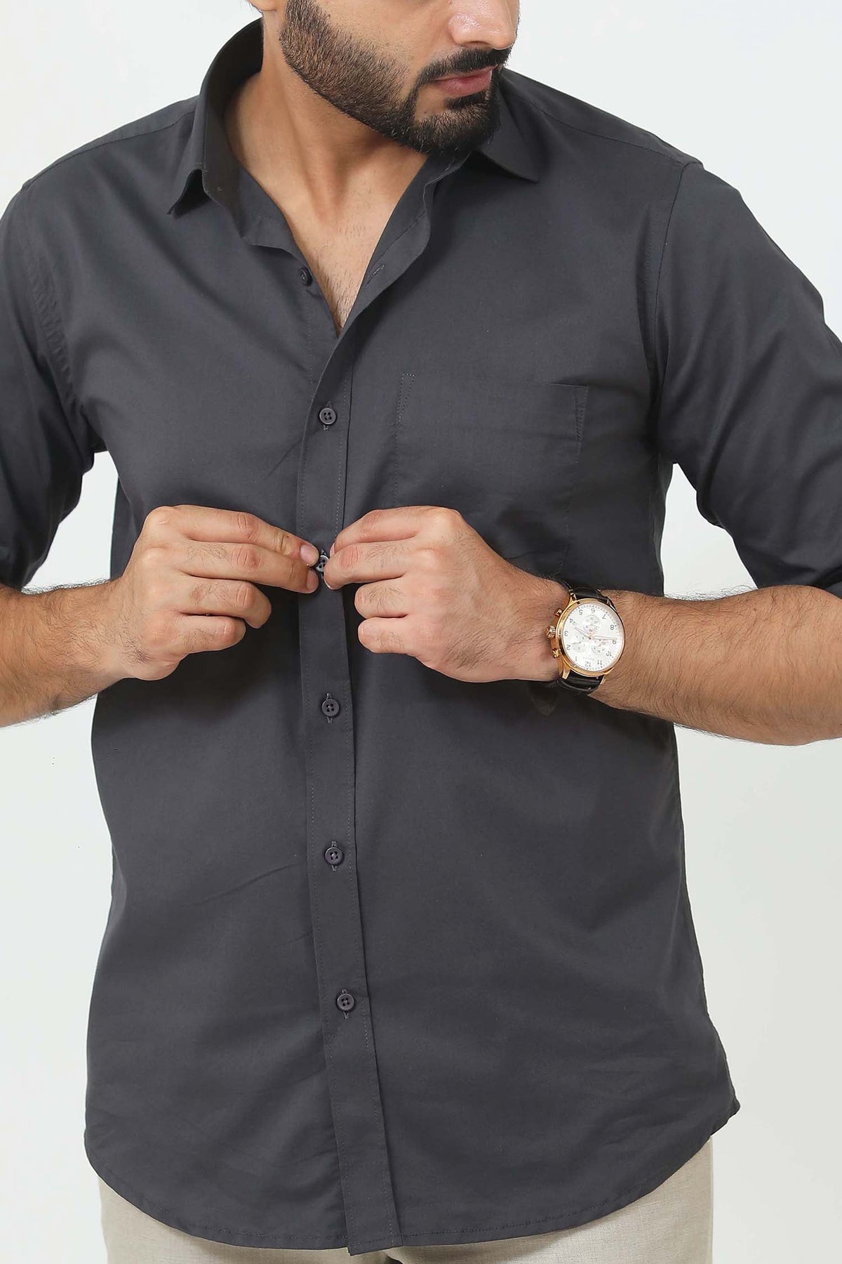 Veshbhoshaa Bluebird Men'S Grey Cotton Lycra Formal Shirt - PUSHMYCART