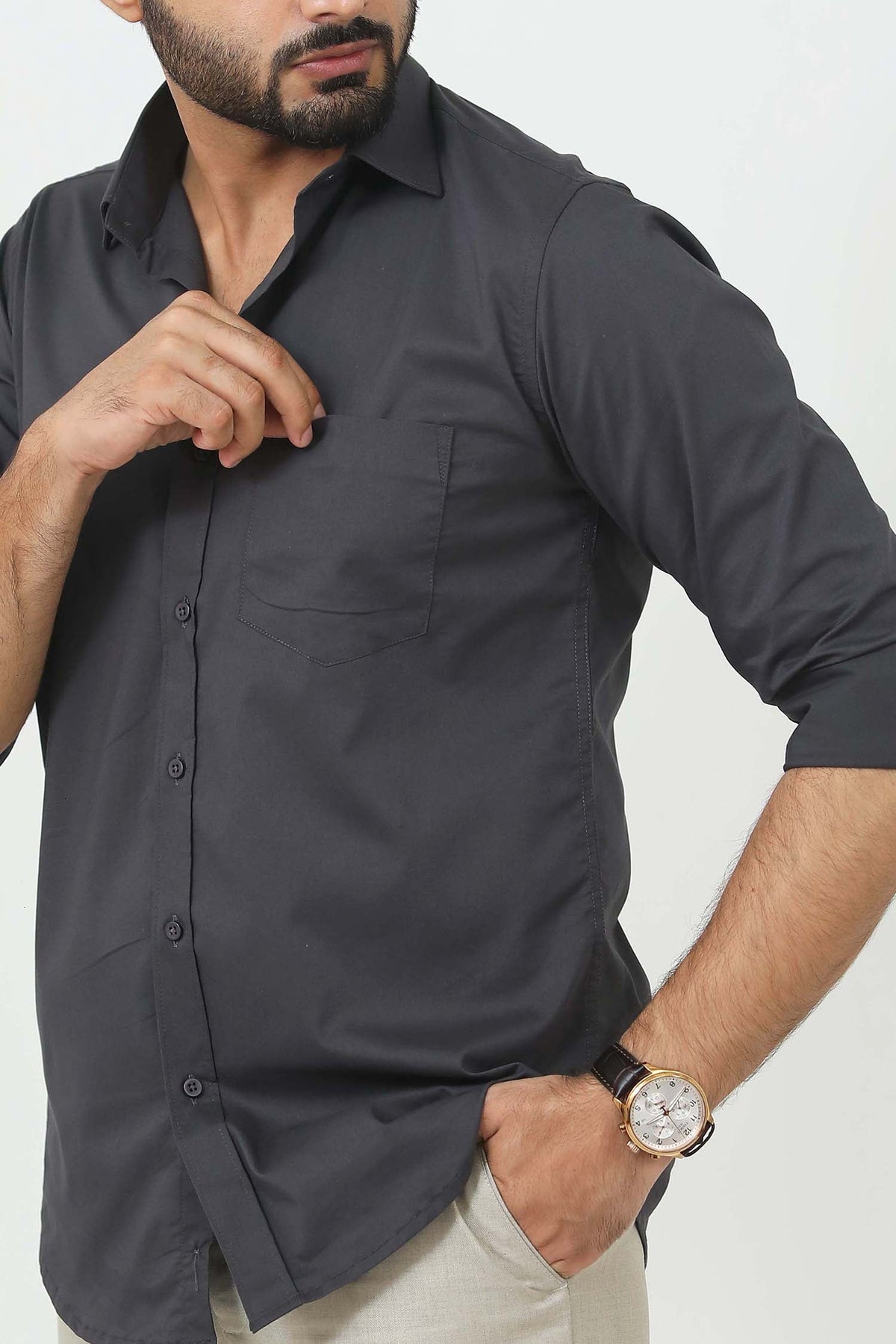 Veshbhoshaa Bluebird Men'S Grey Cotton Lycra Formal Shirt - PUSHMYCART