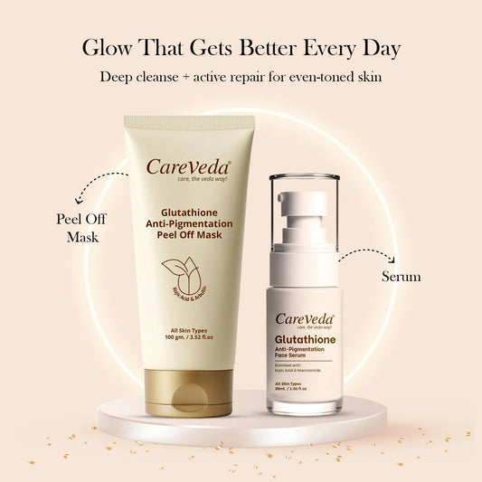 CareVeda Glutathione Skin Care Set of 2 Peel Off Mask and Face Serum