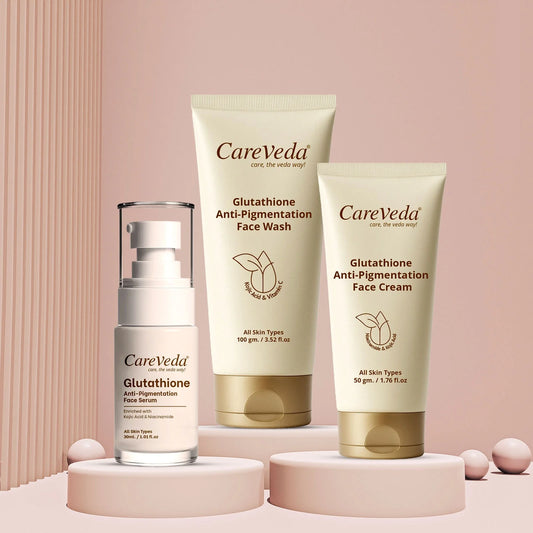 CareVeda Glutathione Skin Care Set of 3 Face Cream Face Wash and Face Serum