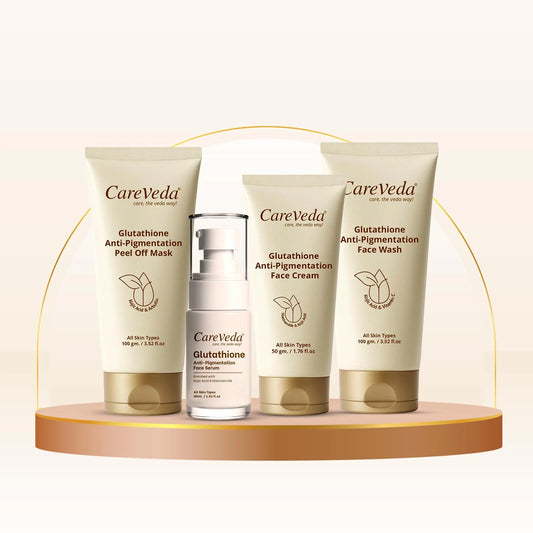CareVeda Glutathione Skin Care Set of 4 Face Wash Face Cream Peel Off Mask and Face Serum