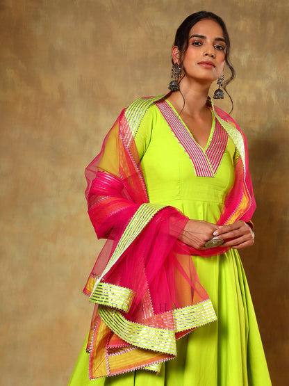 Guzarish Gulaal Green Cotton Anarkali Set