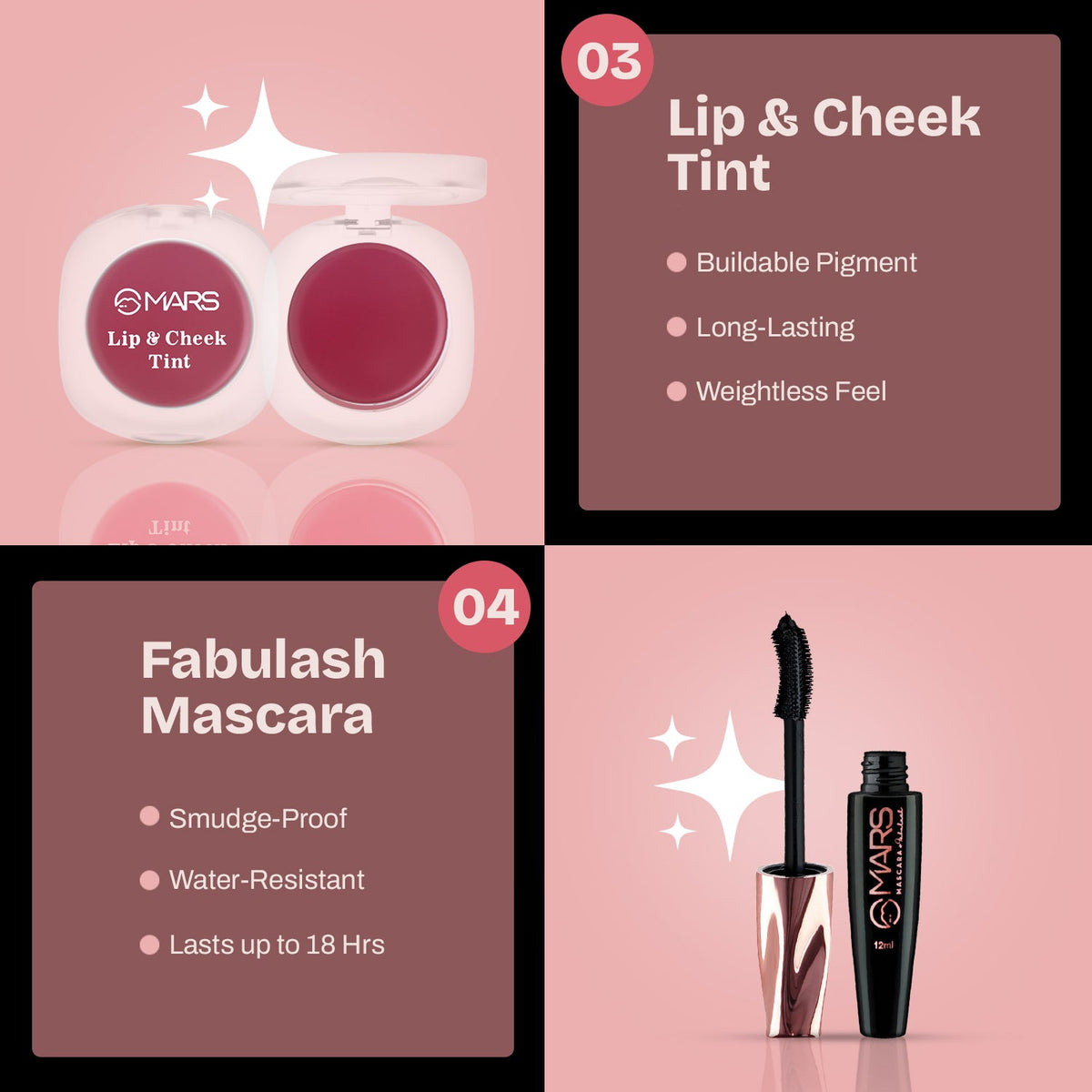 Mars Cosmetics Everyday Essentials combo featuring BB cream, lip & cheek tint, eyeliner, and mascara for a natural - Image 4