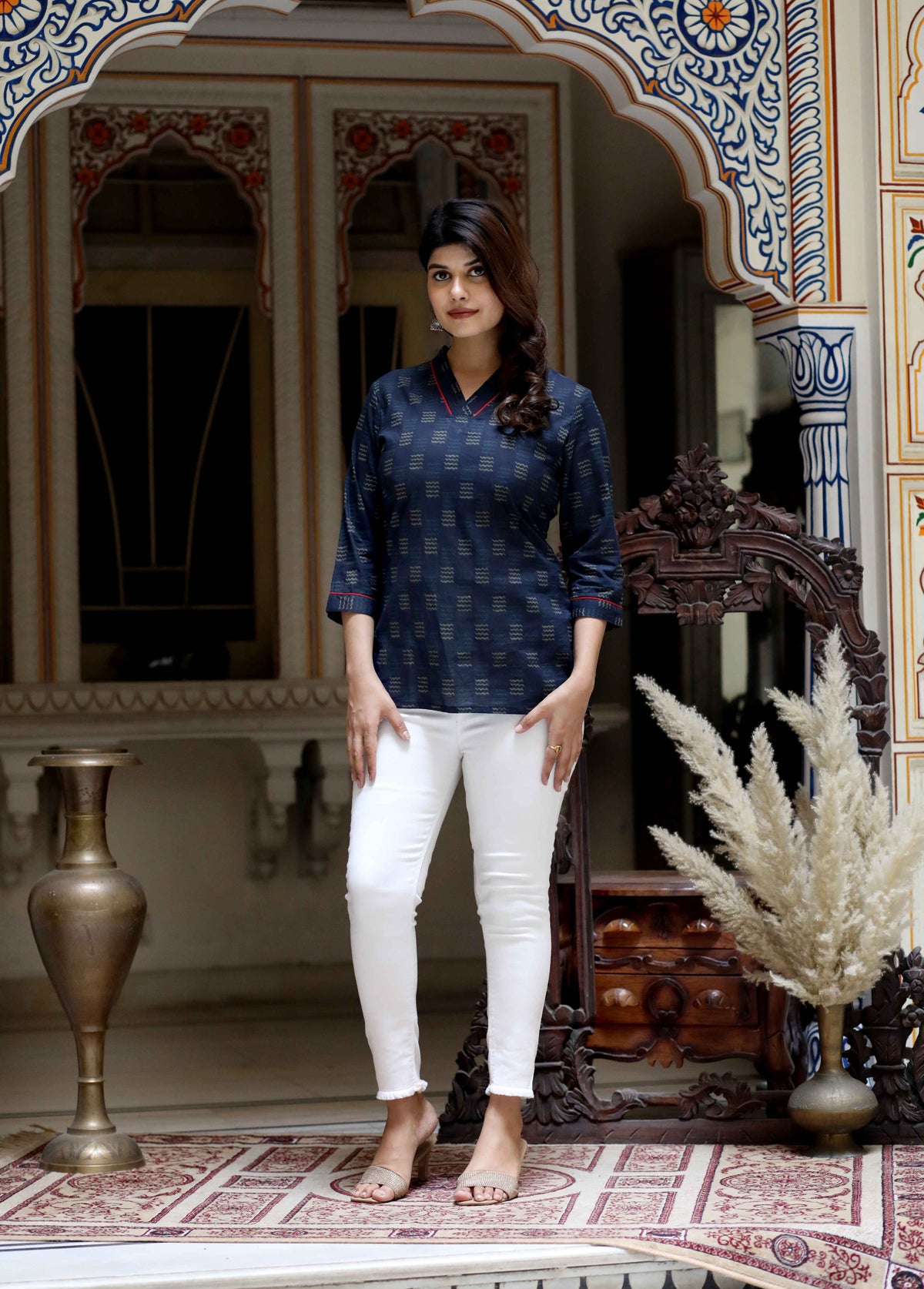 Miravan Womens Blue Printed Indigo Top - view 7