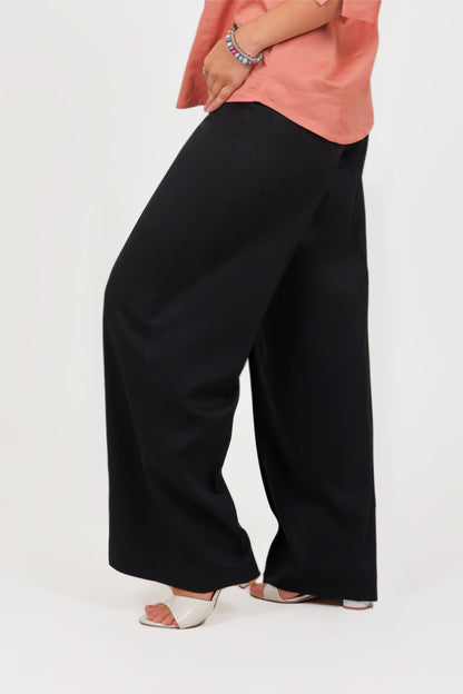 Veshbhoshaa Bluebird Women'S Black Solid Casual Bell Bottom  Trousers - PUSHMYCART