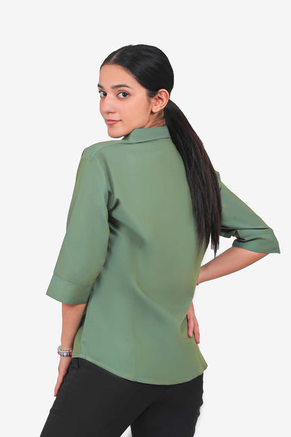 Veshbhoshaa Bluebird Women'S Olive Green Formal Shirt - PUSHMYCART
