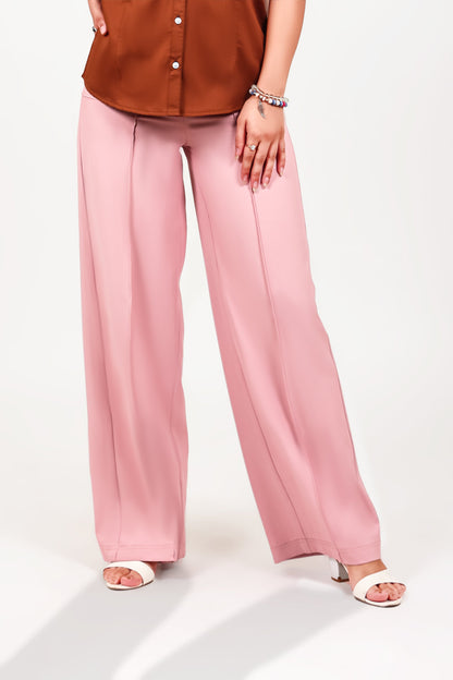 Veshbhoshaa Bluebird Women'S Pink Casual Bell Bottom  Trousers - PUSHMYCART