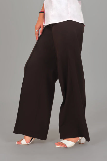 Veshbhoshaa Bluebird Women'S Chocolate Casual Bell Bottom Trousers - PUSHMYCART