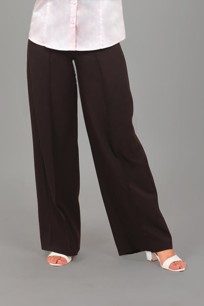 BLUEBIRD WOMEN'S CHOCOLATE CASUAL BELL BOTTOM TROUSERS