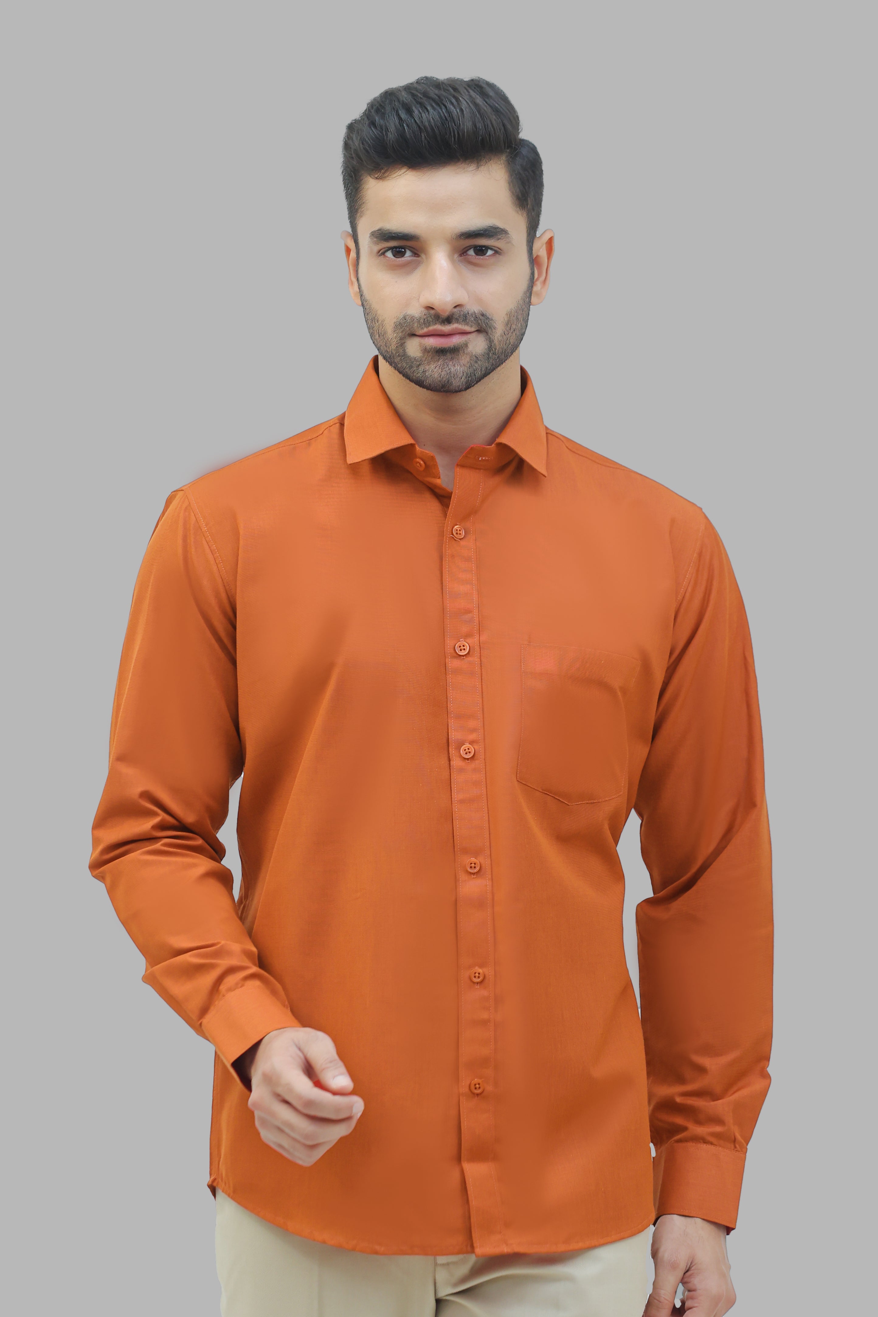 mens orange dress shirt Veshbhoshaa Bluebird Men'S Orange Formal Shirt, XL