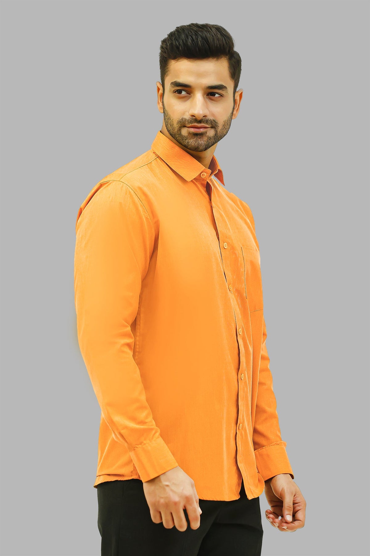 Veshbhoshaa Bluebird Men'S Orange Yellow Formal Shirt - PUSHMYCART