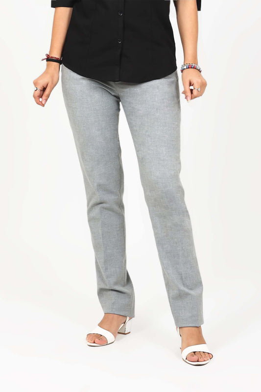 BLUEBIRD WOMEN'S GREY CASUAL LYCRA FORMAL TROUSERS