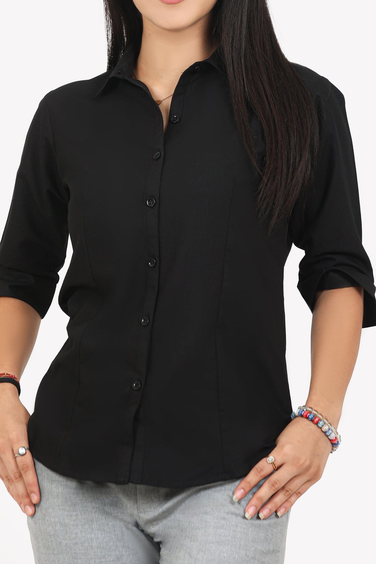 BLUEBIRD WOMEN'S BLACK FORMAL SHIRT
