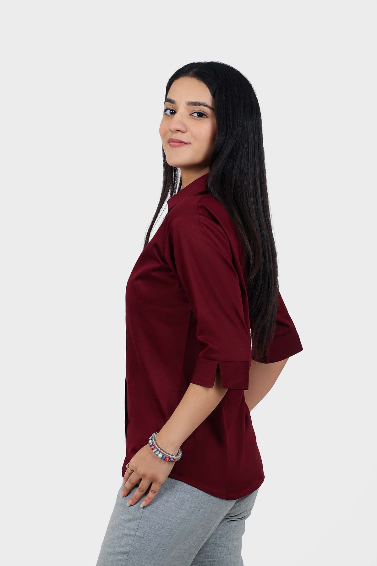 Veshbhoshaa Bluebird Women'S Maroon Formal Shirt - PUSHMYCART