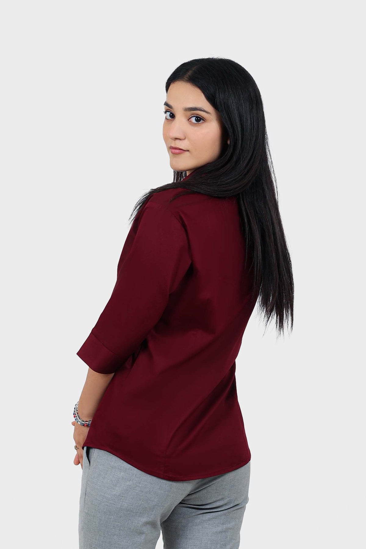 Veshbhoshaa Bluebird Women'S Maroon Formal Shirt - PUSHMYCART