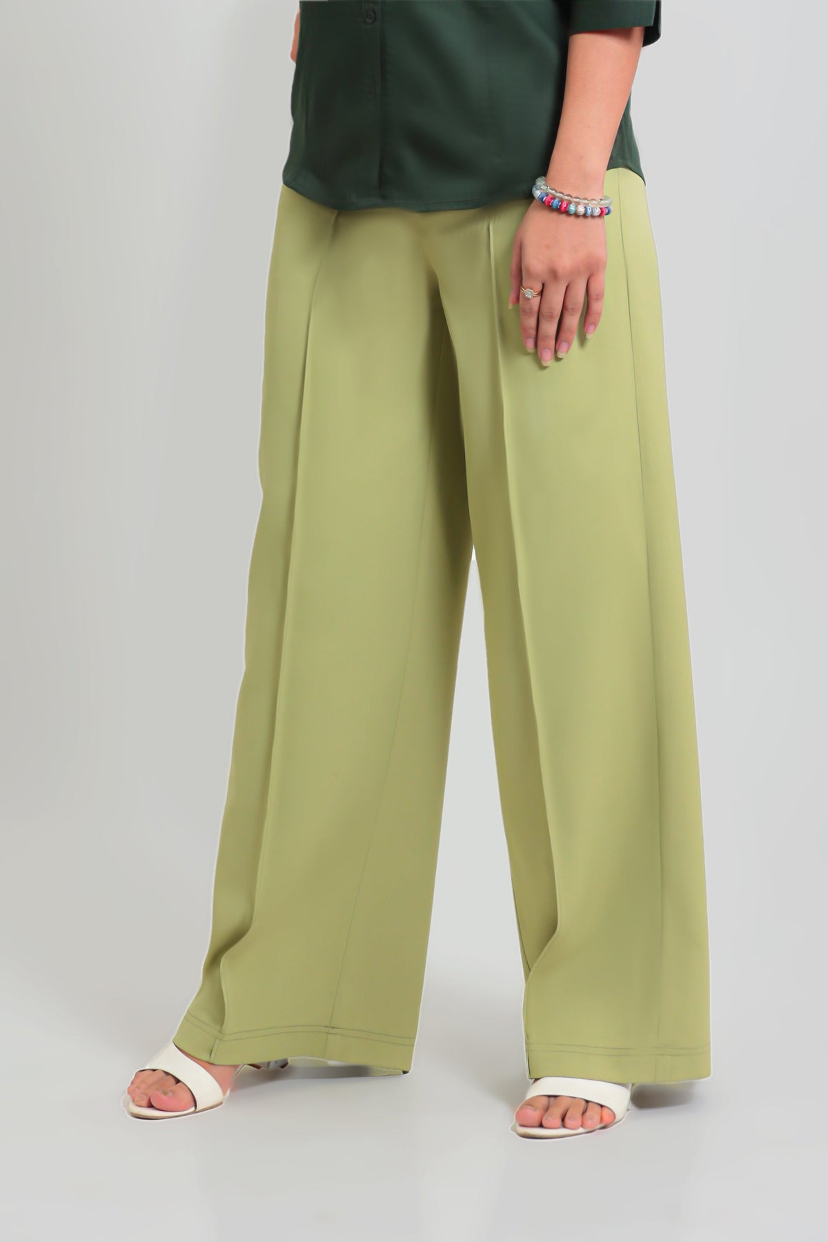 Veshbhoshaa Bluebird Women'S Light Green Casual Bell Bottom  Trousers - PUSHMYCART