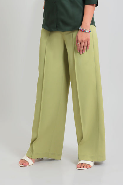 Veshbhoshaa Bluebird Women'S Light Green Casual Bell Bottom  Trousers - PUSHMYCART