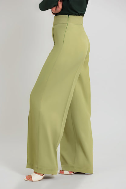 Veshbhoshaa Bluebird Women'S Light Green Casual Bell Bottom  Trousers - PUSHMYCART