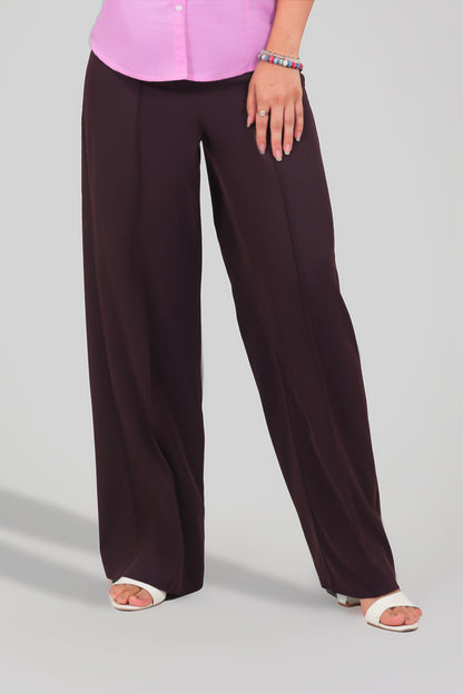 BLUEBIRD WOMEN'S DARK PURPLE CASUAL BELL BOTTOM TROUSERS