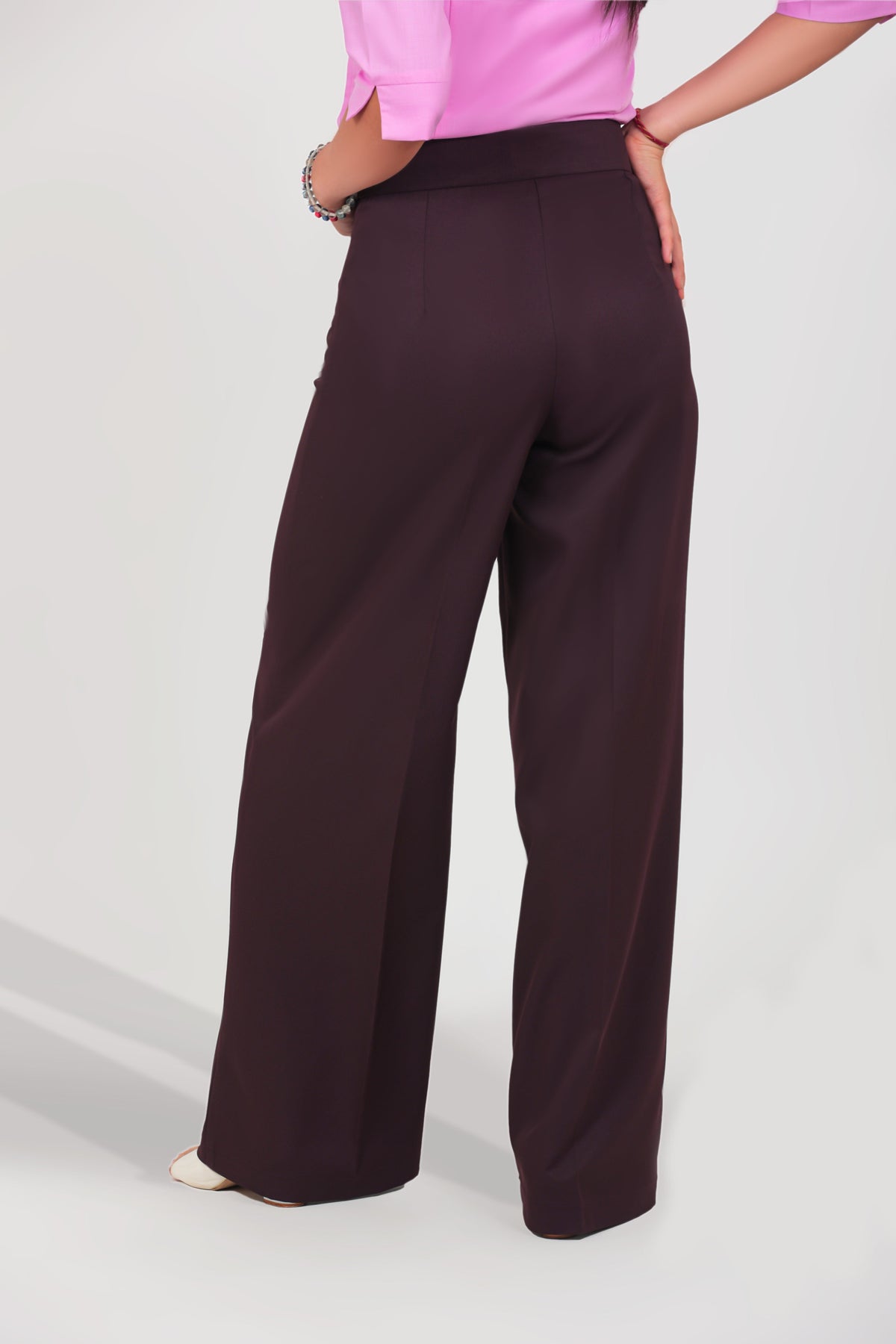 Veshbhoshaa Bluebird Women'S Dark Purple Casual Bell Bottom Trousers - PUSHMYCART