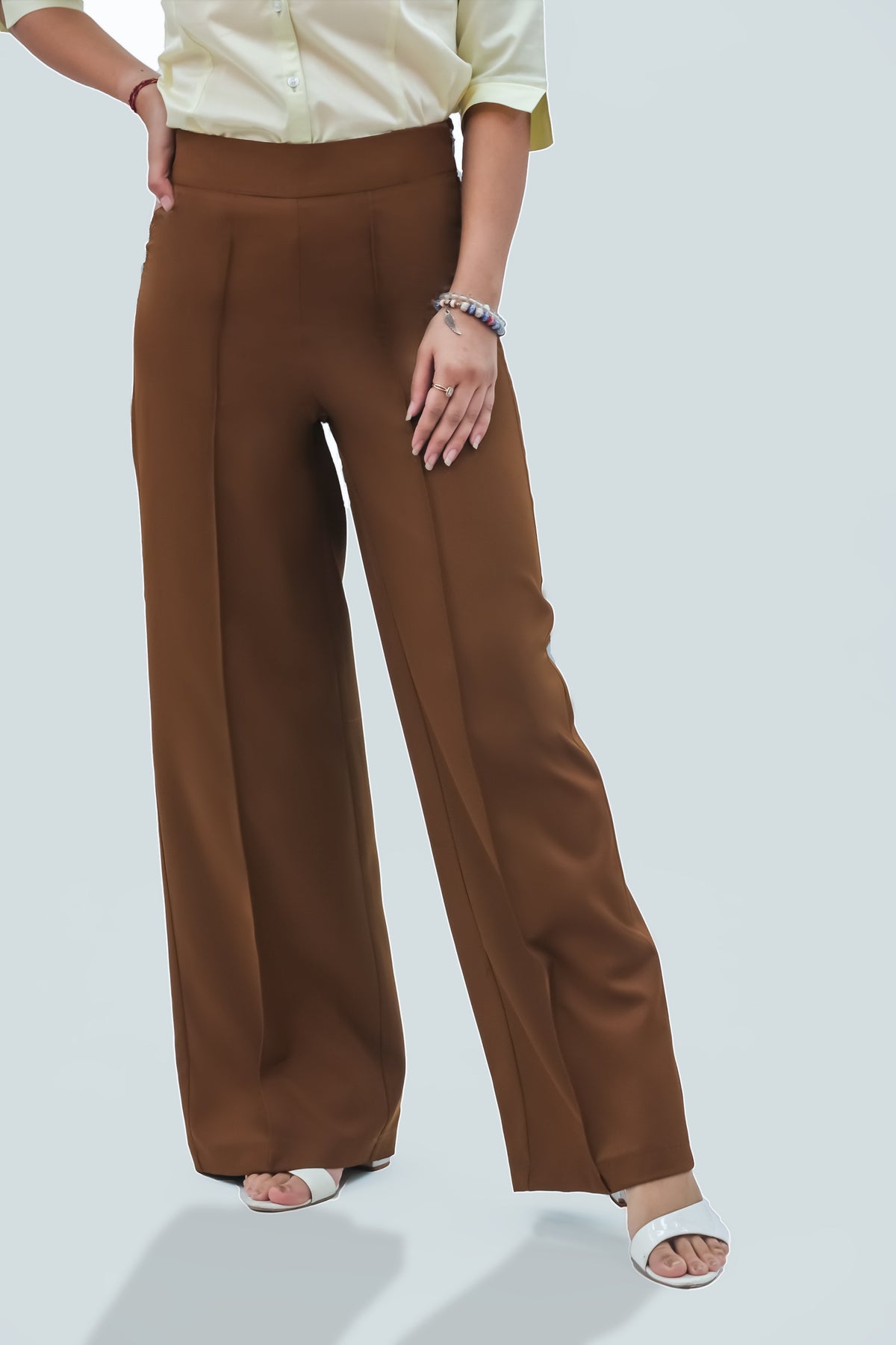 BLUEBIRD WOMEN'S MUSTARD CASUAL BELL BOTTOM  TROUSERS