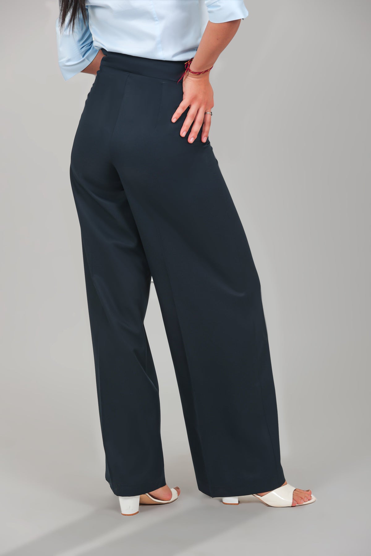Veshbhoshaa Bluebird Women'S Navy Blue Casual Bell Bottom  Trousers - PUSHMYCART