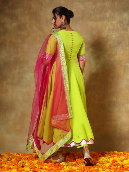 Guzarish Gulaal Green Cotton Anarkali Set
