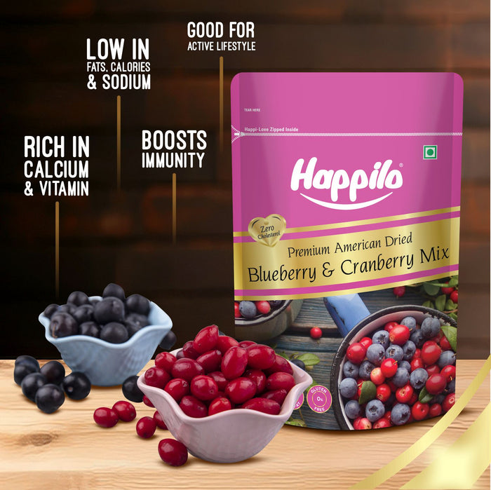 Happilo Premium Dried Blueberry Cranberry Duet - PUSHMYCART
