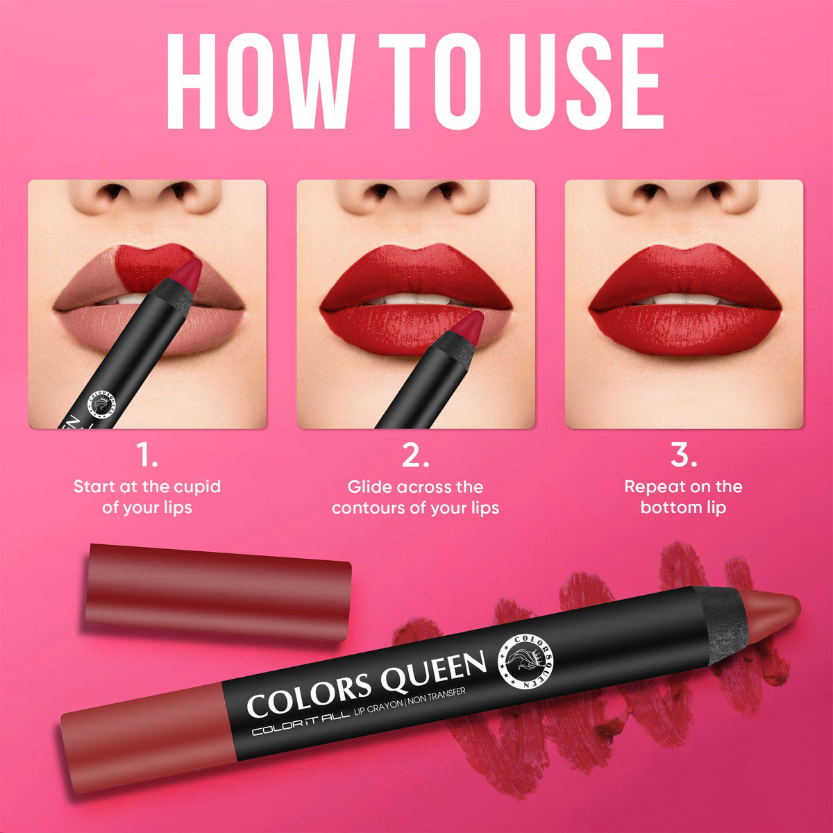 Colors Queen Matte Lip Crayon – 27 Bold Shades