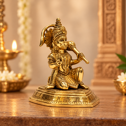 Brass Sitting Hanuman Ji Idol 1933g