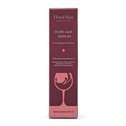 Plural Skin Pure Age Serum bottle with dropper, featuring hyaluronic acid and red wine extract for skin. - Image 7