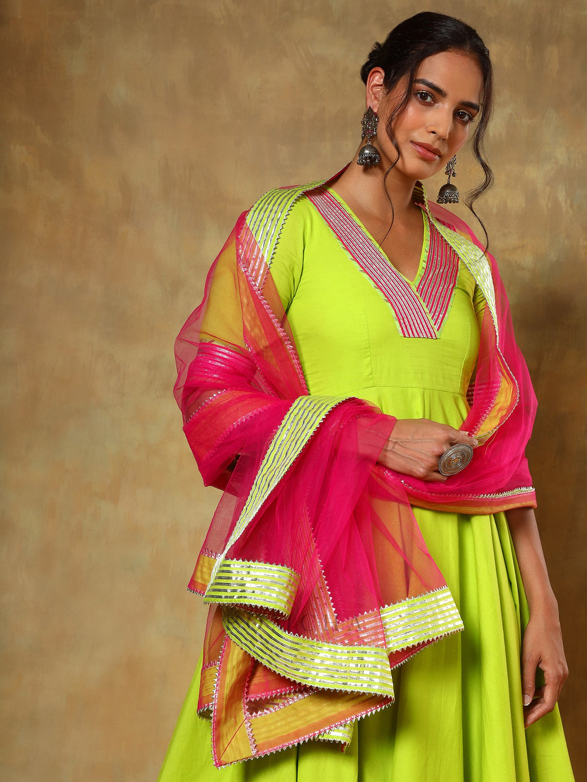 Guzarish Gulaal Green Cotton Anarkali Set