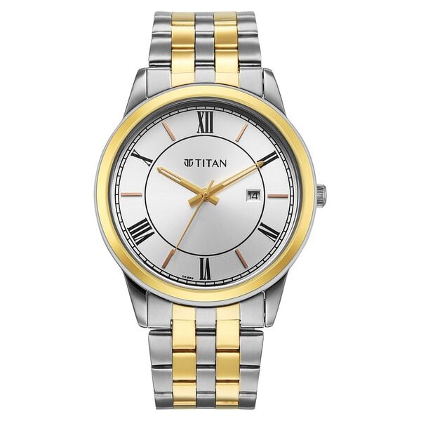 Titan Karishma Festive Analog with Silver Dial Dual Tone Stainless Steel Strap Watch for Men