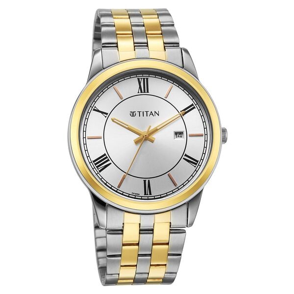 Titan Karishma Festive Analog with Silver Dial Dual Tone Stainless Steel Strap Watch for Men
