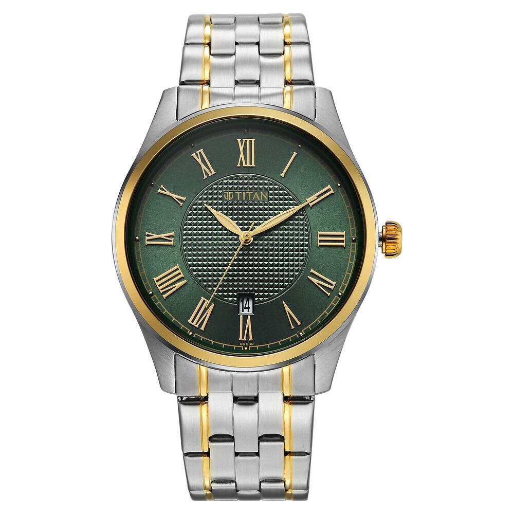 Titan Neo Roman Analog with Green Dial Dual Tone Stainless Steel Strap Watch for Men - image 1