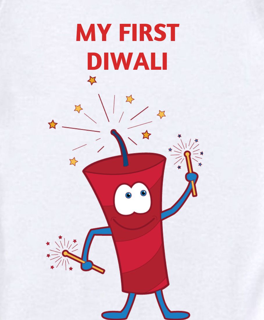 KNITROOT My First Diwali Firecracker Character Half Sleeves Onesie
