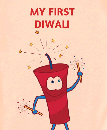 KNITROOT My First Diwali Firecracker Character Half Sleeves Onesie